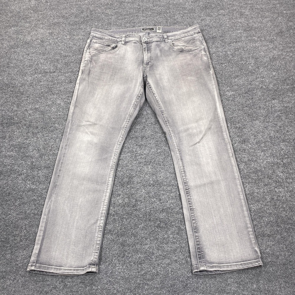 INC International Concepts Jeans Mens 38x30 Gray Straight Leg Stretch Denim